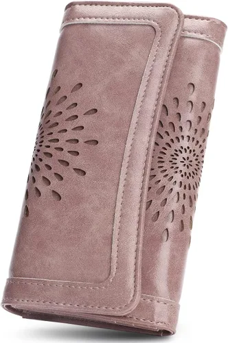 Miniatura 18 de Aphison - Cartera larga de cuero suave RFID para mujer, con caja de regalo