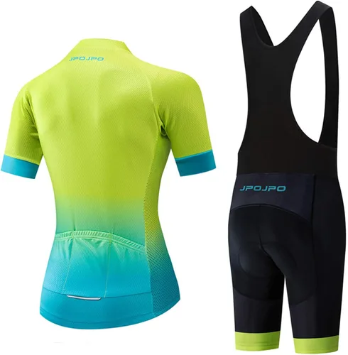 Miniatura 2 de Conjunto de jersey de ciclismo para mujer, pantalones cortos con peto, ropa de bicicleta de verano