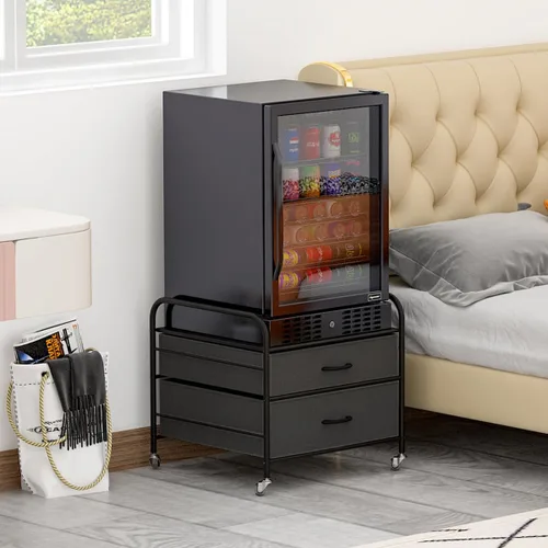 Miniatura 4 de WAYTRIM Mini soporte para refrigerador con almacenamiento, soporte para refrigerador de cocina, soporte organizador de refrigerador para Negro