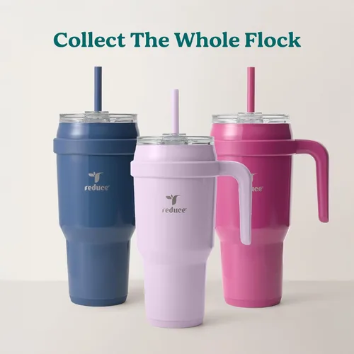 Miniatura 7 de REDUCE 40 oz Vaso de acero inoxidable de 2 paredes con asa - Taza de viaje con aislamiento al vacío, tapa a prueba de sudor y pajita reutilizable