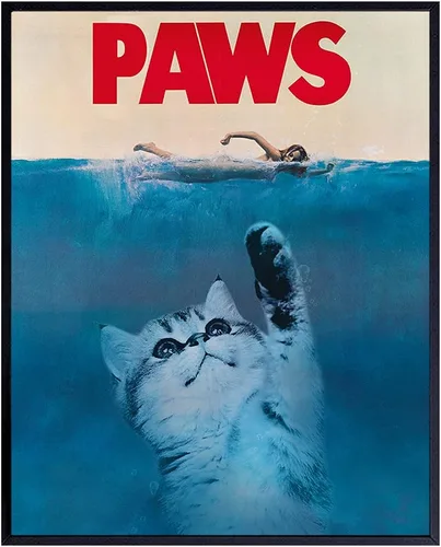 Arte y decoración de pared de gatos, regalos divertidos para amantes de los gatos para mujeres, bonito póster de gatito de 8 x 10 pulgadas,