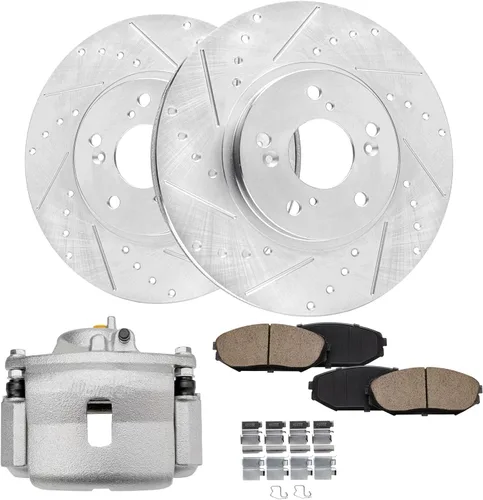 Miniatura 19 de Detroit Axle - Rotores de freno para Ford 2013-2019 Explorer Taurus Flex Lincoln MKT MKS, rotores de freno de disco ranurados perforados de repuesto