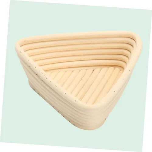 Miniatura 4 de HEMOTON Cesta de prueba tejida a mano, 2 unidades, triangular, suministros para hornear, color caqui, para panaderos caseros para masa madre