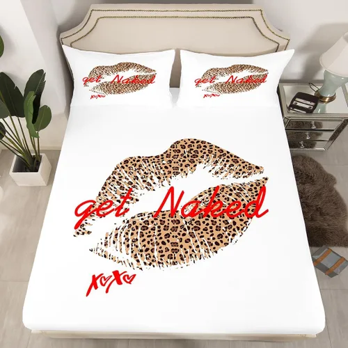 Miniatura 9 de Feelyou Leopard Print Lips Fitted Sheet Twin Size for Kids Boys Girls Cheetah Print Bed Sheets Set 16" Deep Pocket Soft Breathable Microfiber