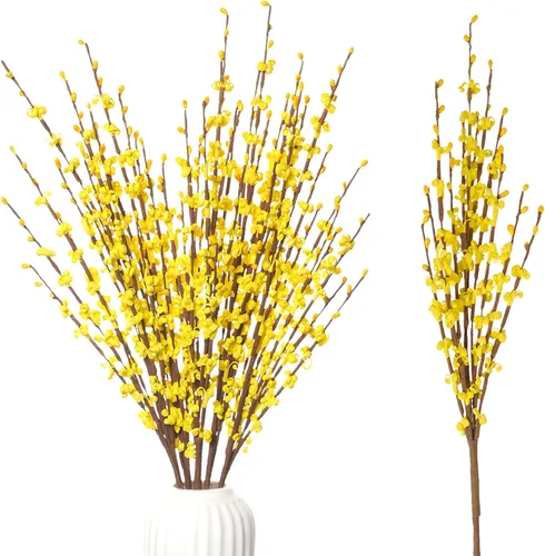 Miniatura 30 de Wootkey 10 Piezas Flores Artificiales de Jazmín de 29.5" de Largo Flores Falsas Ramas Secas para el Día de la Madre Hogar Oficina Bricolaje Arte