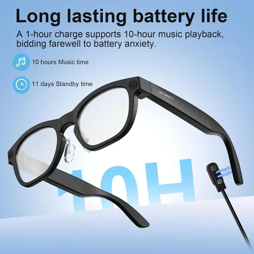 Miniatura 7 de Lentes inteligentes AI con cámara, gafas de cámara HD de 8 MP, gafas de grabación de video y fotos 1080P con asistente de voz, reconocimiento