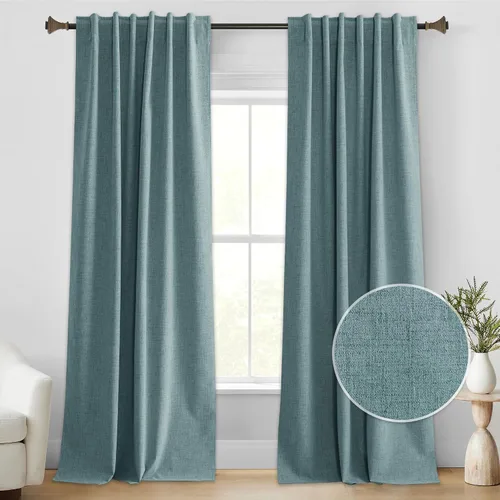 Miniatura 20 de StangH Cortinas Plisadas Completamente Opacas para Dormitorio, Cortinas de Lino Beige de 84 Pulgadas de Largo, 2 Paneles, Cortinas Térmicas