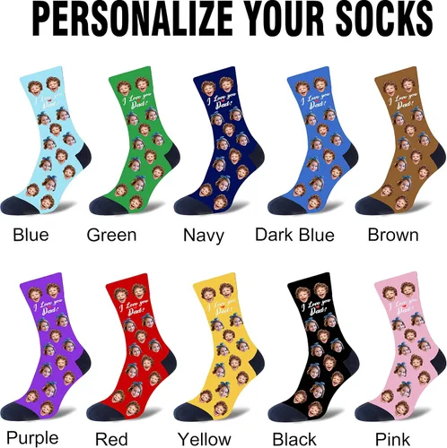 Miniatura 2 de Calcetines de encargo de la cara con la carga de la imagen, calcetines personalizados con foto personalizada unisex divertido calcetín