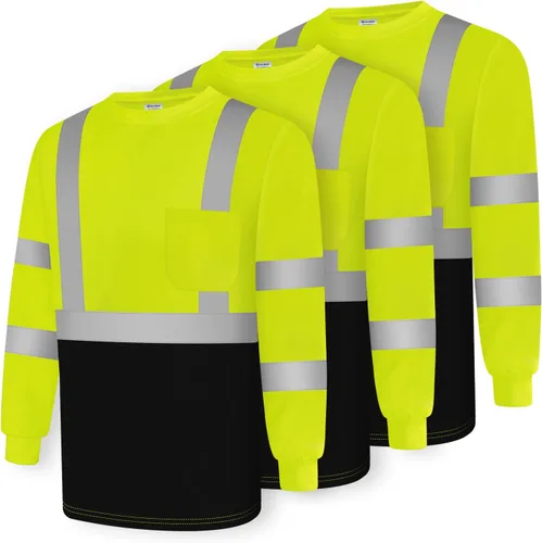 Miniatura 17 de Camisas de alta visibilidad para hombres Clase 3 Hi Vis reflectantes, camisas de seguridad para construcción para hombres y mujeres, de manga larga