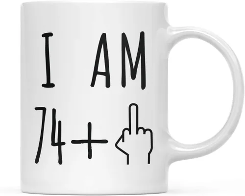 Miniatura 64 de Andaz Press Divertida taza de café de 11 onzas, regalo de broma de cumpleaños, I Am 49 + 1 dedo medio, 1 paquete, ideas de regalo de cumpleaños 50