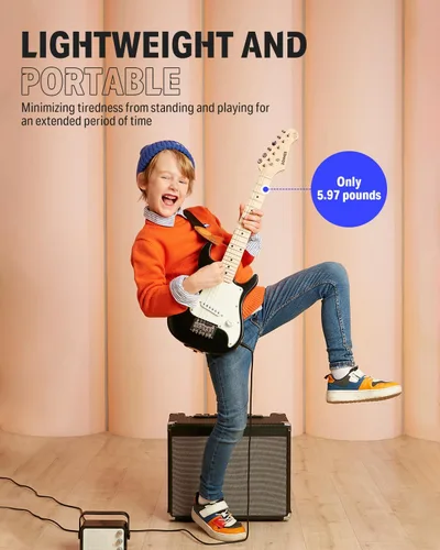 Miniatura 3 de Donner Kit de guitarra eléctrica para niños de 30 pulgadas para principiantes, estilo ST, mini guitarra eléctrica para niños y niñas