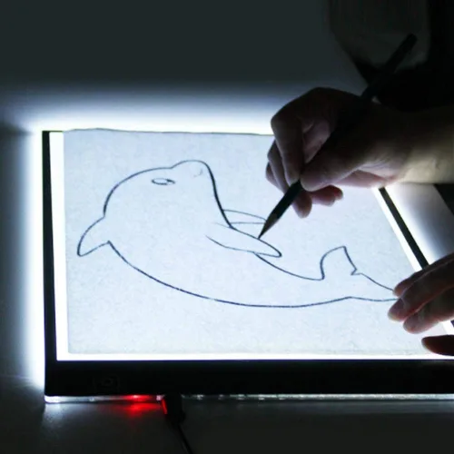 Miniatura 4 de Caja de luz de brillo ajustable A5, caja de luz LED para trazado, tablero de dibujo artístico, bloc de copia con función de memoria, mesa con cable