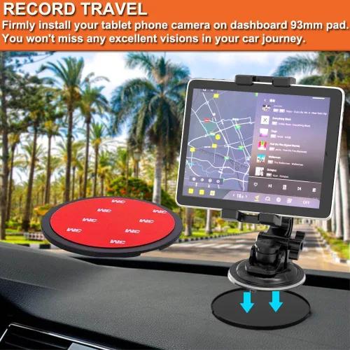 Miniatura 3 de Soporte para tablet de automóvil para iPad de 4 a 13 pulgadas, Gopro, parabrisas de camión, soporte de ventosa resistente con tornillo de 1/4