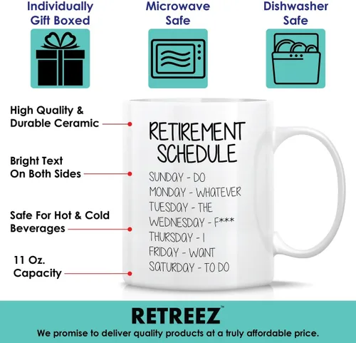 Miniatura 3 de Retreez Taza divertida – Horario de jubilación Do Whatever the Fxxx - Taza de café de cerámica de 11 onzas, divertida, sarcasmo, sarcástico
