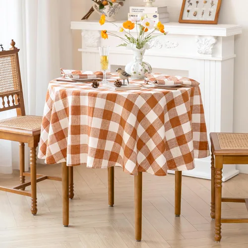 Miniatura 61 de Linen World - Mantel de lino de otoño de 55 x 55 pulgadas, mantel rectangular lavable de lino francés para comedor, al aire libre, bodas