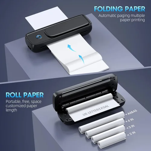 Miniatura 4 de Impresora portátil sin tinta inalámbrica para viajes, soporte de papel térmico A4 y A5, 8.5 x 11 pulgadas, carta de EE. UU. y legal, compatible