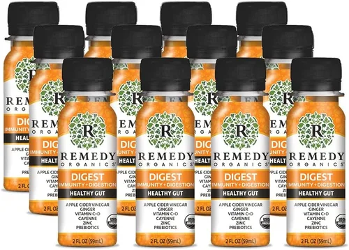 Remedy Organics Immunity Plus Shot, Digest paquete de 12 | Aumenta la energía, la función cerebral, la desintoxicación y el metabolismo |