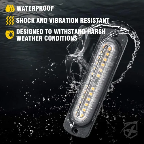 Miniatura 5 de Xprite Kit de 12 luces LED estroboscópicas de emergencia ámbar, superficie empotrada, marcador lateral, parrilla de advertencia de peligro, cabeza
