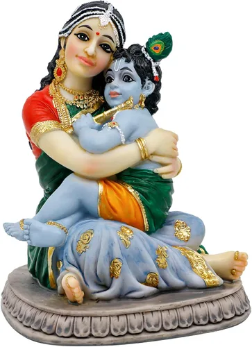 alikiki Maa Yashoda Krishna Murti Estatua – 5.7 pulgadas, Dios hindú, Señor Krishna, ídolo regalo para devoto de Pooja indio, regalo de cumpleaños