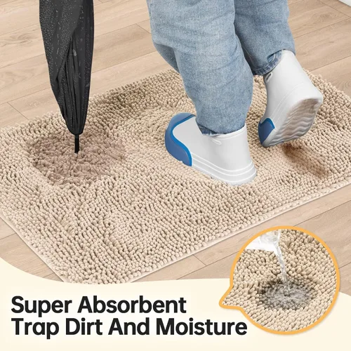 Miniatura 2 de Tapete absorbente para puerta de perro, para patas fangosas, 48 x 30 pulgadas, tapete de felpilla para interiores de entrada, atrapa la suciedad