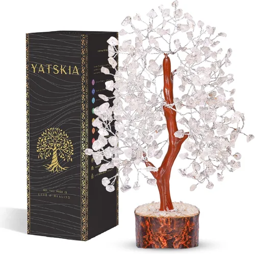 Miniatura 33 de YATSKIA - Árbol de cristal turquesa Feng Shui, alambre, bonsái Buhha, estatua reiki, Chakra curativo energía positiva, buena suerte dinero regalos
