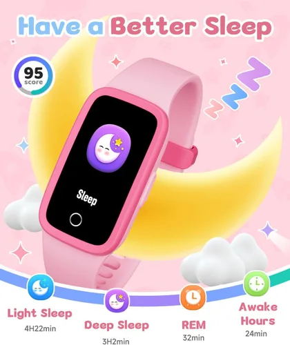 Miniatura 6 de Reloj de seguimiento de actividad para niños con pantalla Amoled, rastreador de actividad sin necesidad de teléfono, monitor de frecuencia cardíaca