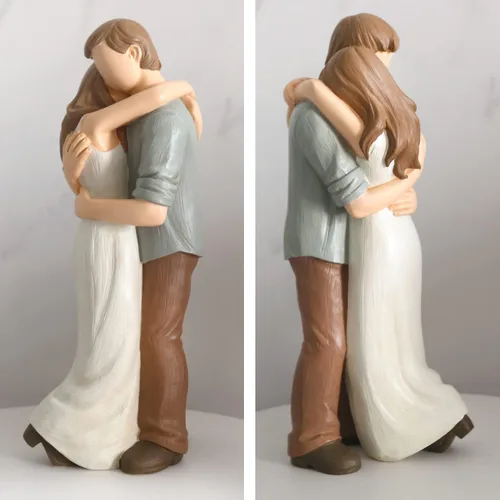 Miniatura 4 de Figura Romántica de Abrazo de Pareja, Aniversario de Boda Esculpida, Pintada a Mano, Regalos para Él y Ella, en Momentos de Amor, Estatua