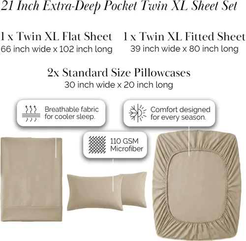 Miniatura 396 de Southshore Fine Living, Inc. Juego de 7 piezas de sábanas King divididas para cama ajustable, juego de sábanas King divididas con bolsillo de 21