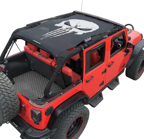 Miniatura 55 de Shadeidea JK - Parasol superior compatible con Jeep Wrangler JKU, cubierta de techo de malla suave (2007-2018) - Bloqueador de ruido de viento UV