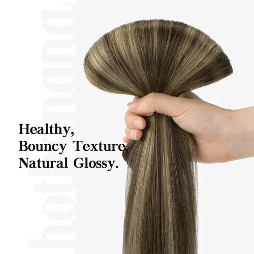 Miniatura 6 de HOTBANANA - Extensiones de cabello humano con pinzas, balayage, color castaño chocolate con rubio miel, 4.23 onzas, cabello humano real, lacio