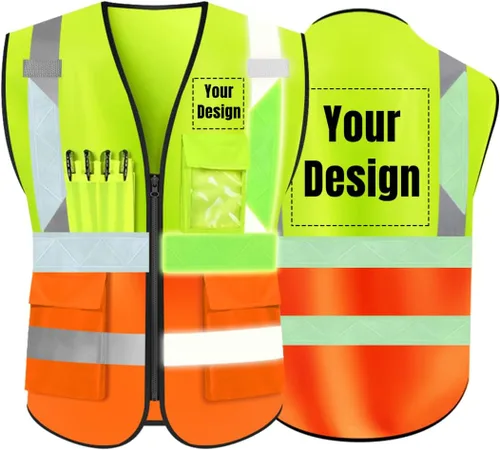 Miniatura 29 de Chaleco de seguridad de alta visibilidad Personaliza tu logotipo chaleco de seguridad protector, Amarillo