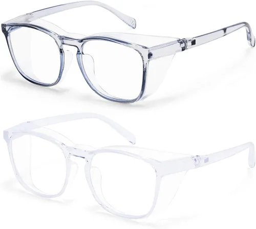 Miniatura 8 de Gafas protectoras de seguridad, lentes claros a prueba de empañamiento/rayones, para hombre, marco transparente Rosado