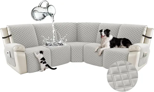 Miniatura 26 de Arfntevss Fundas para sofá seccional reclinable para sofá seccional en forma de L, funda antideslizante lavable para sofá reclinable con forma de L