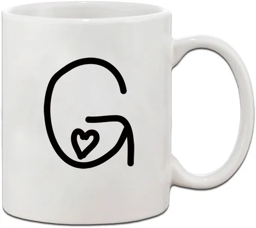 Speedy Pros G Love Hearts - Taza de cerámica personalizada con monograma con letra G, diseño de corazones, regalo para Navidad, Hanukkah, para