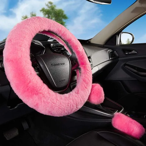 Miniatura 8 de Yontree - Juego de 3 fundas de volante modernas y acolchadas, para mujeres, jóvenes, señoras u hombres, de lana pura Australia, universales, 15 Negro