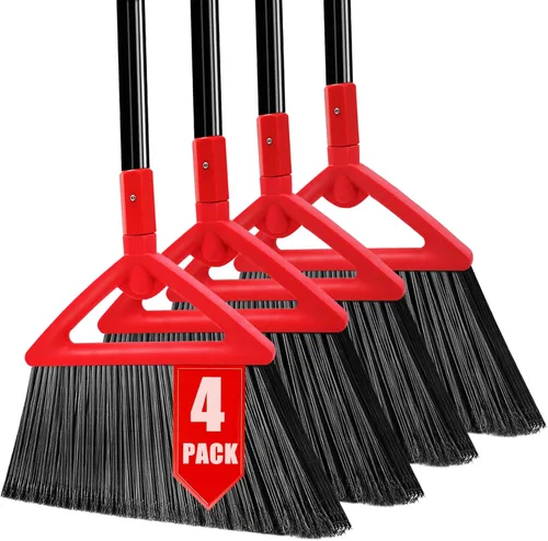 Miniatura 9 de Escoba resistente para exteriores e interiores, paquete de 3 escobas angulares comerciales mejoradas, escoba amarilla perfecta de la casa, cocina, 3