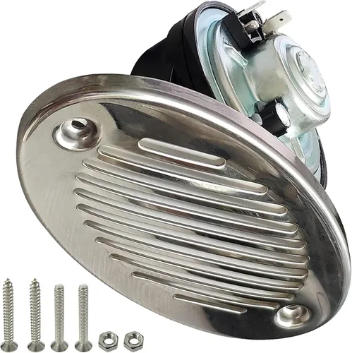 5190512 Bocina de barco 316 de acero inoxidable con montaje oculto y empotrado marino, sonido de bocina marina de hasta 125dB, con tornillos de