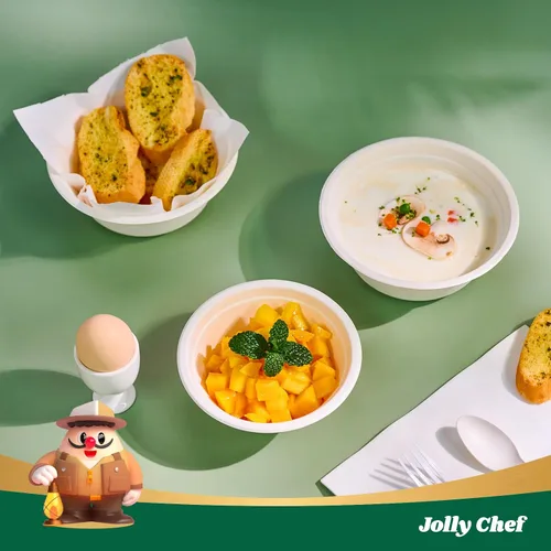 Miniatura 4 de JOLLY CHEF Cuencos de papel compostables desechables [12 oz] Recipientes para sopa resistentes [150 paquetes] Bagazo biodegradable apto