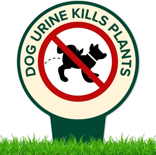 Miniatura 14 de Cartel de orina de perro mata plantas, letrero con texto en inglés «Please Curb Your Dog», 7 x 13 pulgadas, estacas integradas de alta resistencia