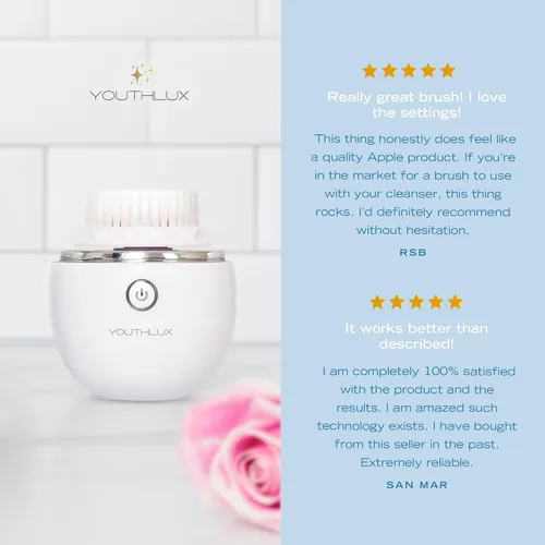 Miniatura 6 de Pure Radiance, cepillo de limpieza facial vibratorio, limpiador facial eléctrico, 3 modos, 3 cabezales de cepillo (2 cerdas, 1 silicona), plateado