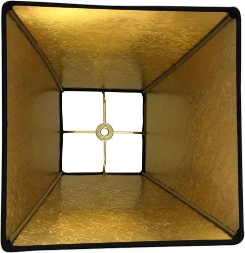 Miniatura 3 de Royal Designs - Pantalla de lámpara cuadrada con tapa dura, accesorio de clip redondo, negro, forro dorado de pelo de caballo, (4 x 4) x 8 x 7