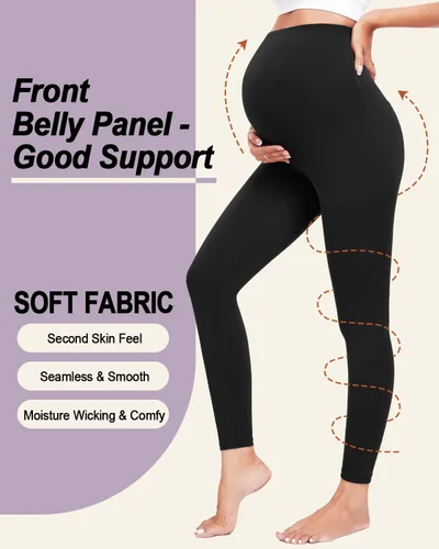 Miniatura 4 de yeuG Paquete de 3 leggings de maternidad para mujer, sobre el vientre, pantalones de yoga para embarazo, ropa deportiva, leggings de entrenamiento