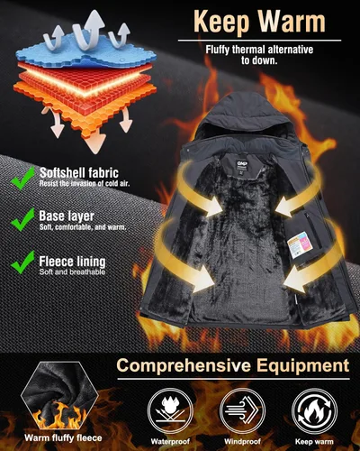Miniatura 2 de Chaquetas de invierno para hombre, esquí, nieve, impermeable, forro polar, resistente al viento, 6 bolsillos