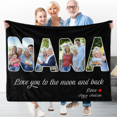 Miniatura 15 de Manta personalizada con corazones con fotos para mamá papá, manta personalizada para la cama, manta de forro polar, regalo para la familia, regalo