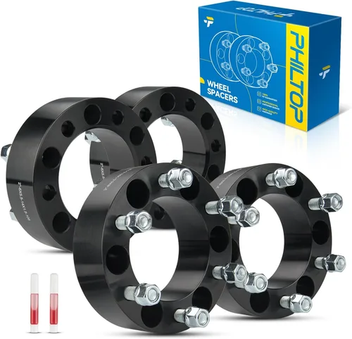 PHILTOP Espaciadores de rueda de 2 pulgadas 6x5.5 con pernos M14x1.5 y orificio central de 4.252 in, 4 espaciadores de rueda forjados de 0.236x5.500