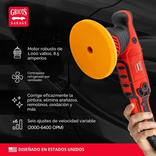 Miniatura 3 de Griot's Garage Pulidora Orbital Aleatoria G9 10901 – Buffer de Acción Dual de 1000 Vatios para Detallado de Automóviles, Pulido, Encerado