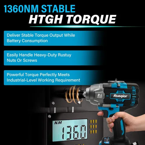 Miniatura 5 de Cordless Impact Wrench 1/2" Compatible with Makita 18V Battery, Impact Wrench 1000FT-LBS(1360N.m) High Torque Brushless Electric Impact Power Impact