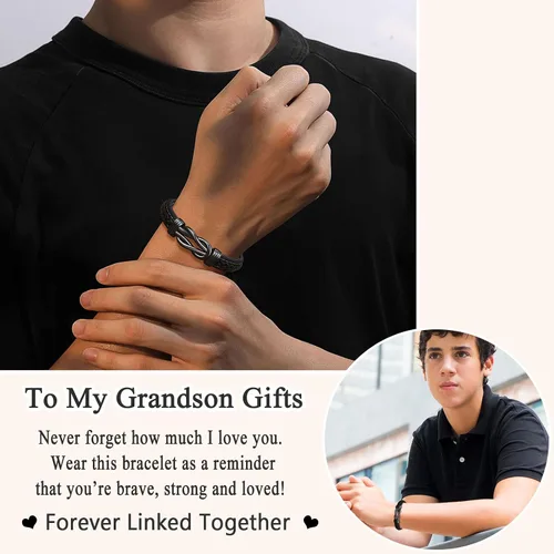 Miniatura 2 de ORISPRE Pulsera con texto en inglés "To My SonGrandsonSobrino", regalos para adolescentes, niños y hombres, pulsera inspiradora para confirmación
