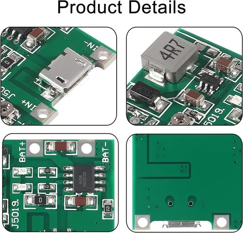 Miniatura 3 de 10 unids 18650 18650 Li-ion cargador de batería módulo 2A USB TP4056 ajustable Boost Módulo DC-DC 3.7V a 5V 9V 12V Step Up Boost Módulo DIY Kit