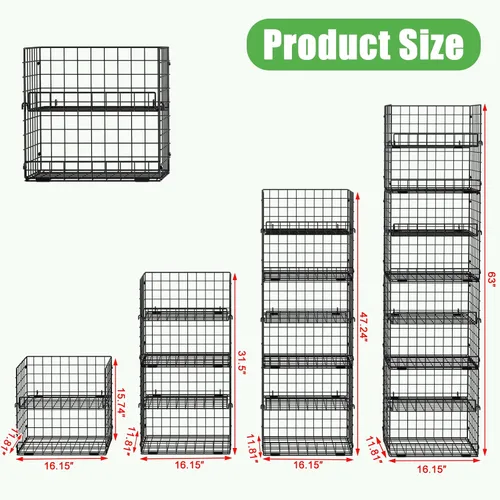 Miniatura 3 de JKsmart Cesta apilable de alambre de 8 niveles, organizador de latas para despensa de cocina, estantes de almacenamiento de metal XXL con divisores